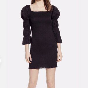 J.O.A Smocked Puff Sleeve Little Black Dress Size Small Mobwife Graduation